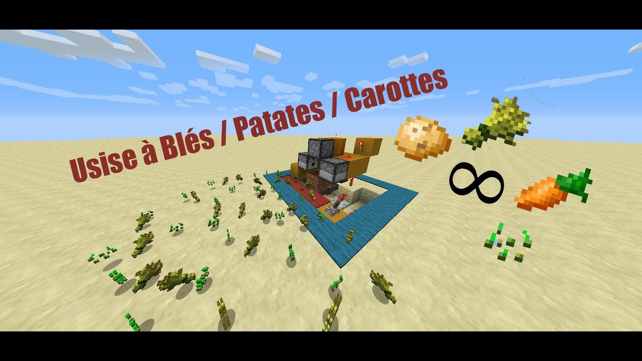Minecraft tutoriel : Usine à blé/carotte/patate 1.8 - YouTube