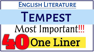 English Literature | Tempest Most Important One liner | Must watch