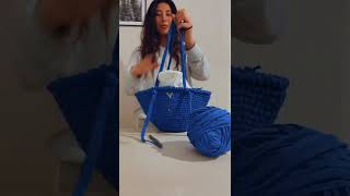 Penye ip çok kolay çanta #örgü #knittig #crochet #penyeip #örgüçanta