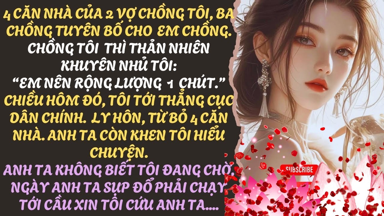 TÔI LY HÔN TAY TRẮNG, TỰ BỎ 4 CĂN NHÀ, CHỒNG CŨ KHEN TÔI HIỂU CHUYỆN. TÔI CHỜ ANH TA CẦU XIN TÔI CỨU