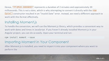 Converting PT2M20.000989S Format to a Time Object in Angular 8+