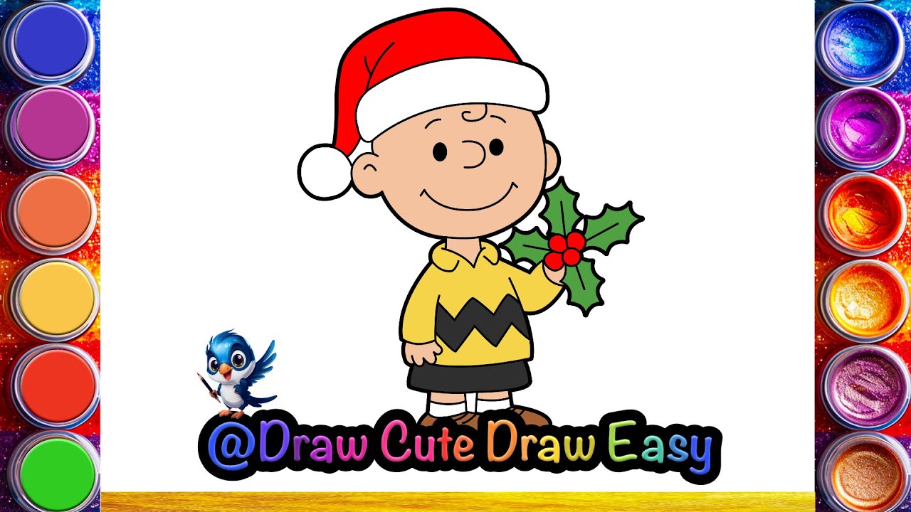 Как нарисовать Чарли Брауна 🤎🎅 Пошаговое рисование и раскрашивание рождественских мультфильмов дл...
