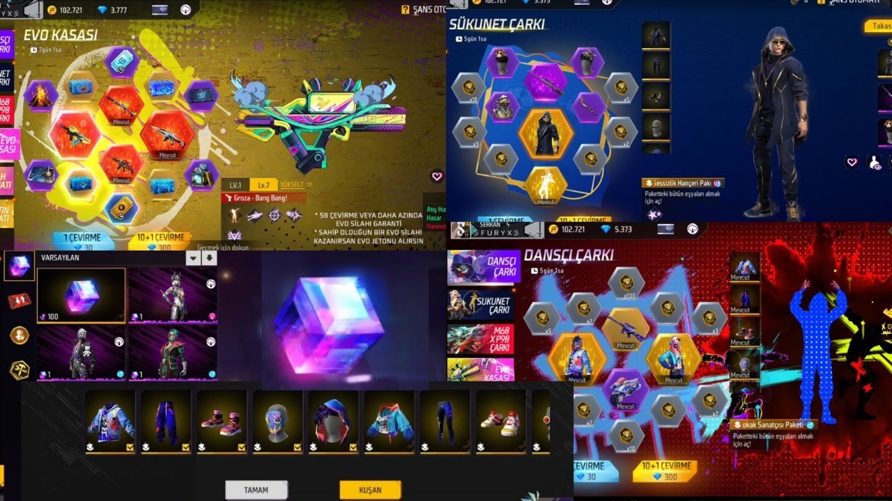 800+ ÜST OLDUM OYUNDAKİ TÜM ÜSTLERİ ALDIM VE EN SEVDİĞİM EVO SİLAHINI SONUNDA ÇIKARTTIM Free Fire