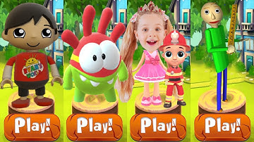 Tag with Ryan vs Love Diana Pet Dash vs Om Nom Run vs Baldi