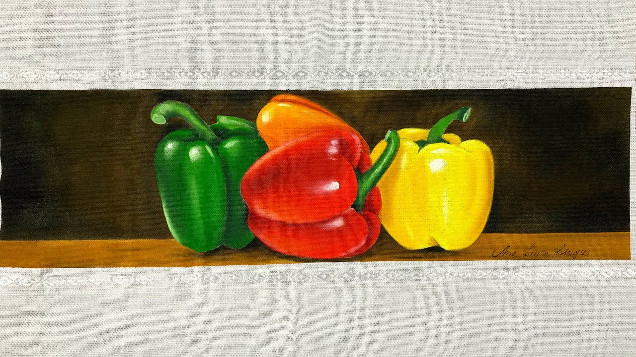 Pintura em Tecido- Como pintar pimentão Vermelho, Amarelo, e Verde