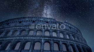 "Galactic Elegance: The Colosseum's Night Sky Symphony"
