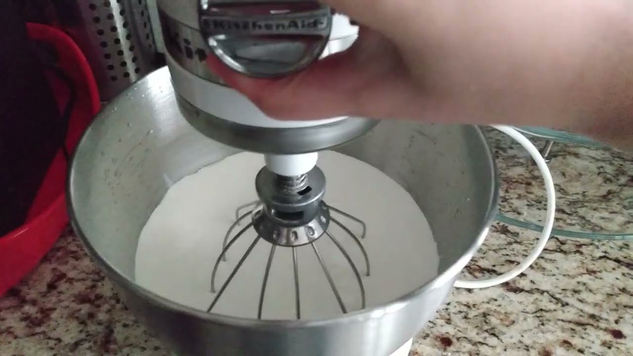 Whipping Up Heavy Cream With A KitchenAid Mixer To Make Whipped Cream Whipping Up Heavy Cream With A KitchenAid Mixer To Make Whipped Cream