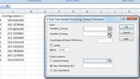 Two Sample T-Test in Excel