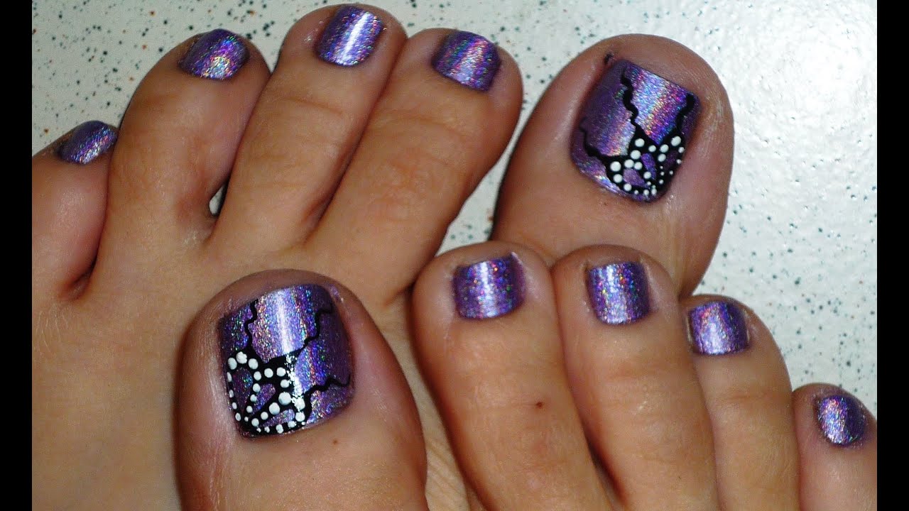 Butterfly Wings Holographic Toe Nail Design  YouTube
