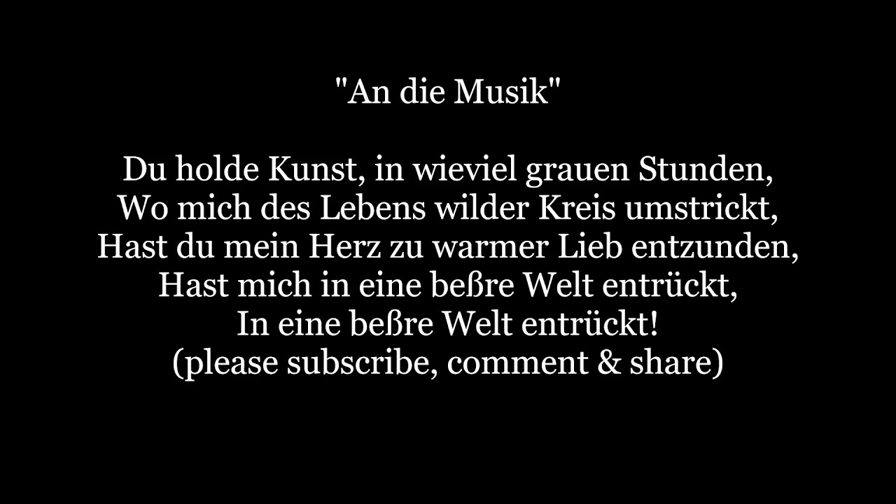 An die Musik Lyrics Words Franz Schubert German lied Deutsche sing