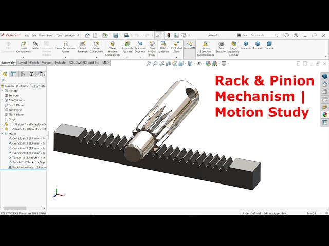 Rack & Pinion Mechanism in SolidWorks | Motion Study in SolidWorks - YouTube