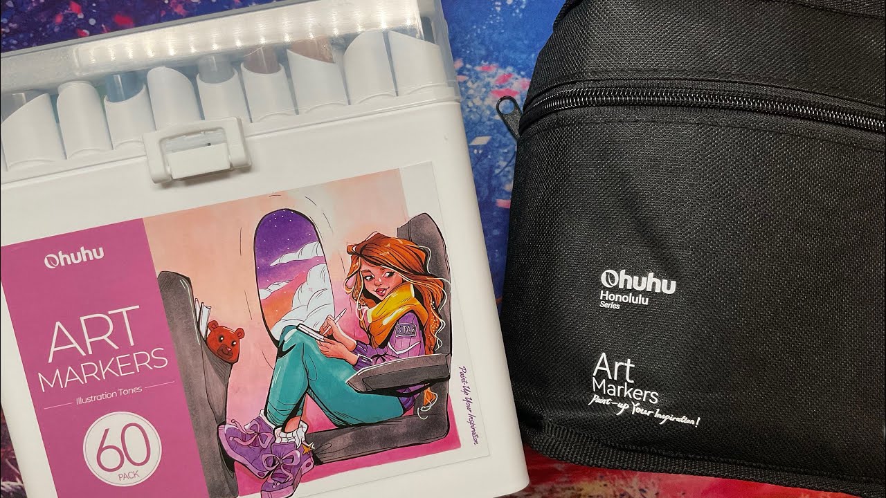 Ohuhu Honolulu Mid-tone 48 markers & Kaala illustration alcohol markers review | Adult Colouring