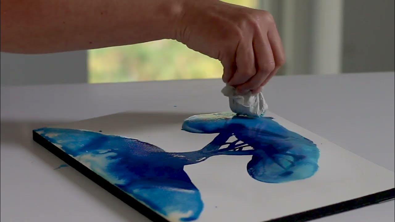 Paint tree with Acrylic Ink on watercolour paper Måla ett träd med