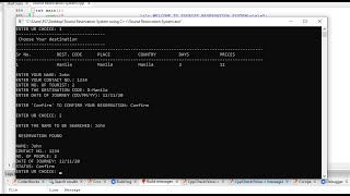 Tourist Reservation System using C++