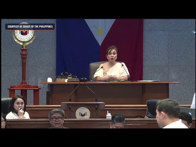 Senate President Migz Zubiri delivers a privilege speech on expected change in Senate leadership class=