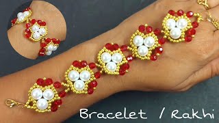 : BICONE CRYSTAL BEADS RAKHI/ BRACELET #0279 / Easy Handmade Jewellery Making /HOW TO MAKE  BRACELET