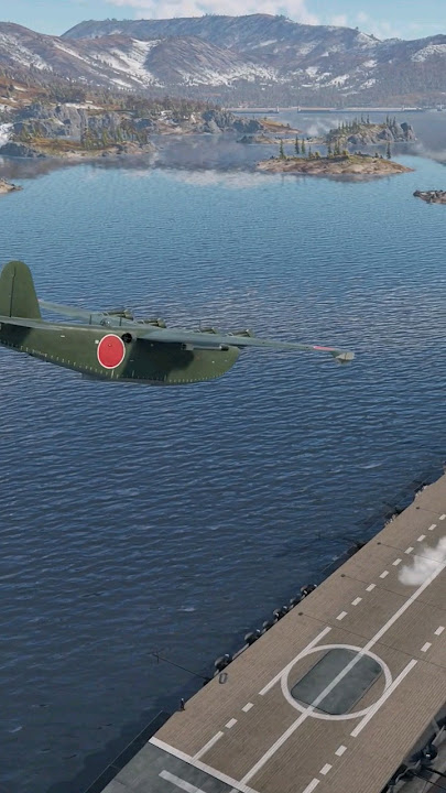 Japans H8K Seaplane landing on beautiful Akagi aircraft carrier #naval #aircraft #warthunder