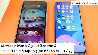 Motorola Moto G30  vs Realme 8  | Speed Test | Snapdragon 662 vs Helio G95