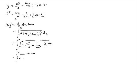 Find the exact length of the curve. y=1/4 x^2-1/2 lnx,   1 ⩽x ≤…