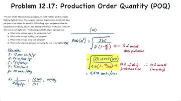 Inventory Management: Production Order Quantity (POQ)
