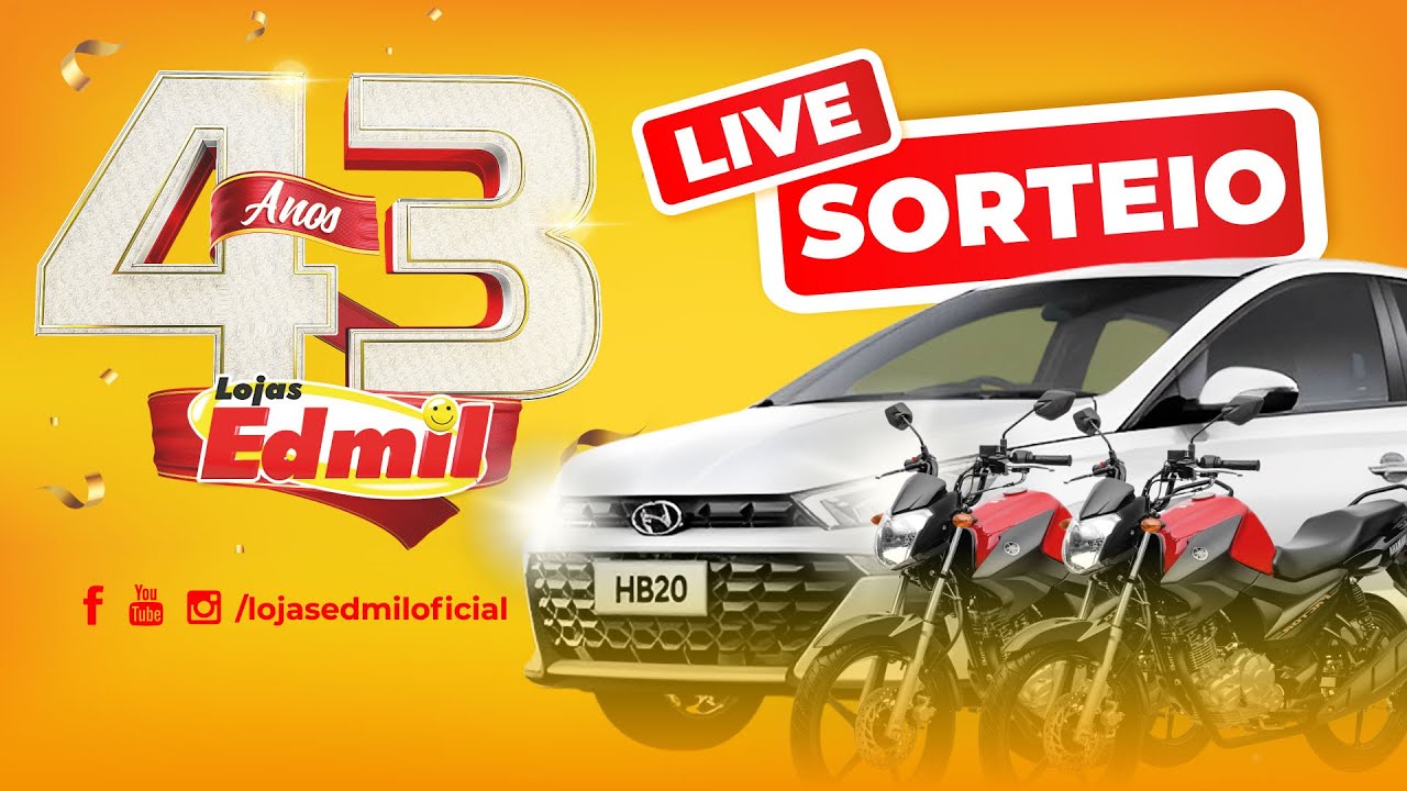 🔴 Live Sorteio 🔴 43 Anos Lojas Edmil 💛🙂 - YouTube