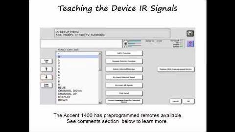 Accent with NuVoice (integrated devices only): Setting up Device to Act as an IR TV Remote Control