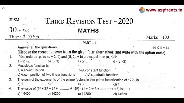 10th Maths Third Revision Question Paper 2019-2020 | Salem District | English Medium