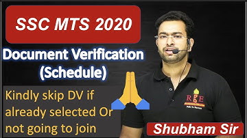 SSC MTS 2020 Document Verification Schedule KKR | Kindly Skip DV if you don