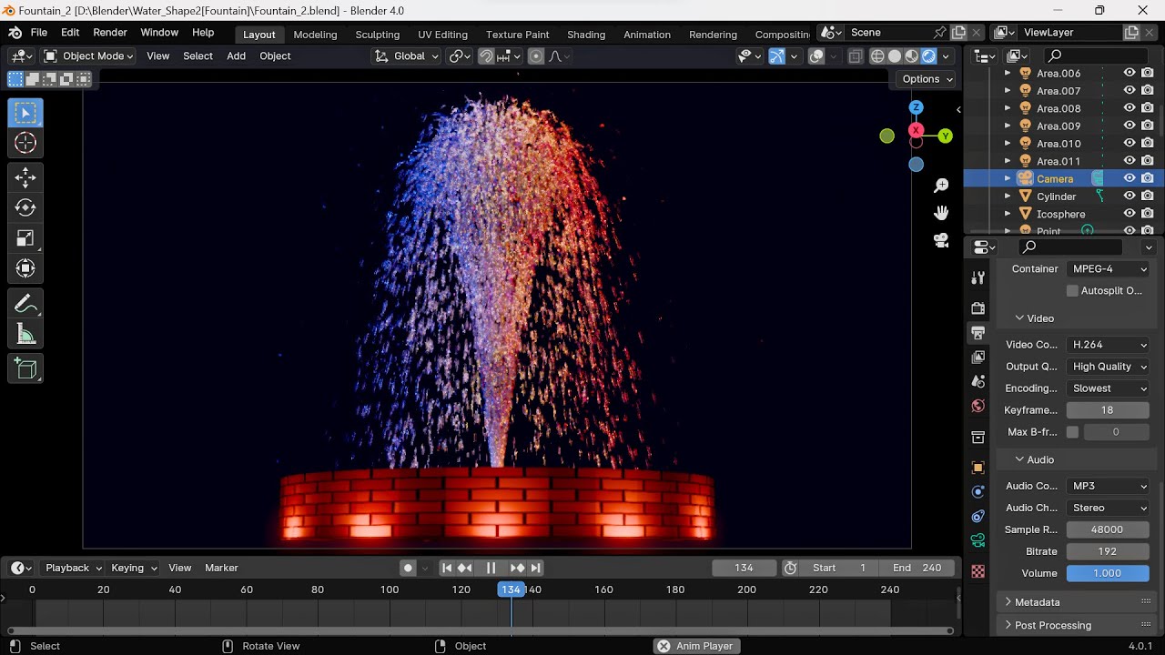H to K shapes of Water simulation with Blender.(Shape I): Particle ...