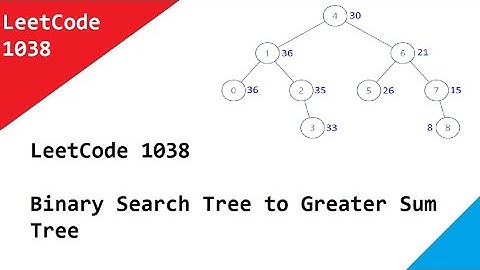 LeetCode 1038 Binary Search Tree to Greater Sum Tree