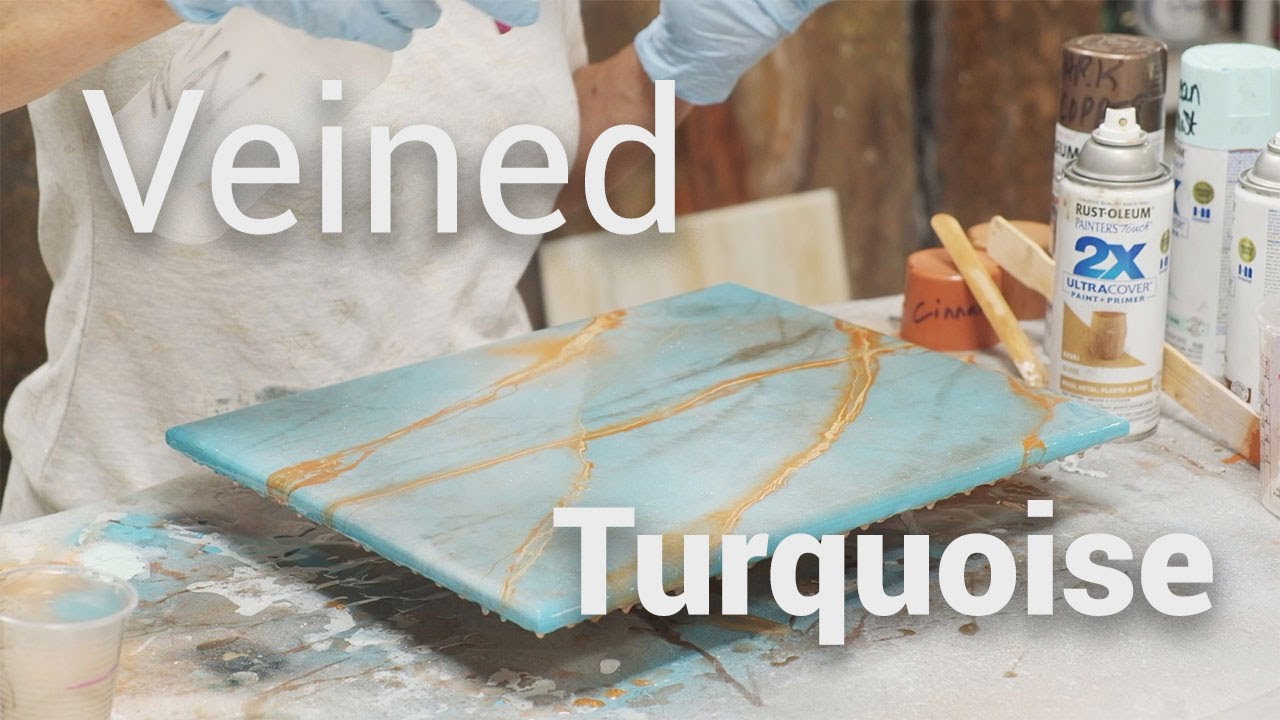 Stone Coat Countertop Tutorial- Veined Turquoise Finish