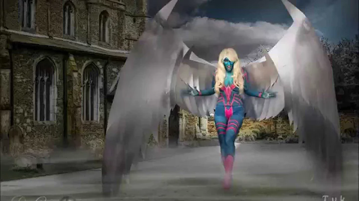 Archangel from XMen bodypaint on cosplayer Tabitha...