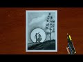 Couple in moon light pencil drawing for beginners  easy pencil drawing  easy and step by step