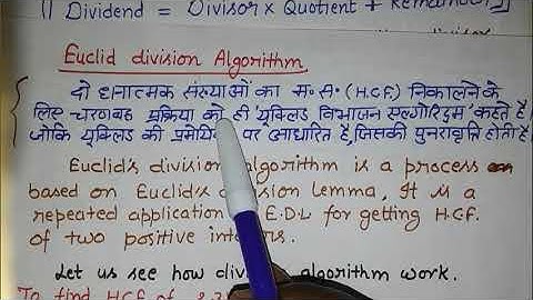 Eclid Division Lemma & Algorithm Part-I BY V K SIR