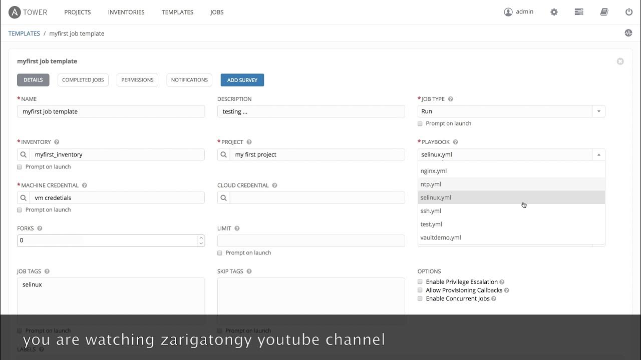 ansible tower job template YouTube