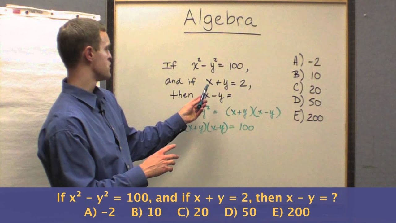 GMAT Sample Questions - GMAT Algebra Problems