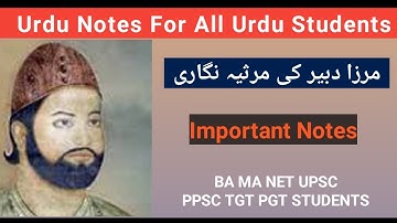 Mirza Dabeer Ki Marsiya Nigari | Mirza Dabeer Urdu Notes MA BA UGC NET JRF URDU EXAMINATION