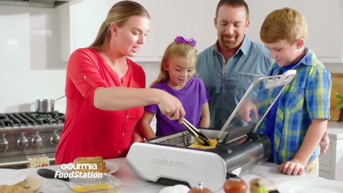 FoodStation™ Indoor Grill & Air Fryer, Gourmia GGA2120 FoodStation™  Smokeless Indoor Grill & Air Fryer with Smoke Extracting Technology, 5  One-Touch Cooking Functions, and Extra-Large Nonstick Cooking Surface