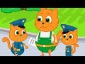 Família de Gatos - Gatos Bebês Polícia Pára Papai Gato Desenho Animado em Português Brasil