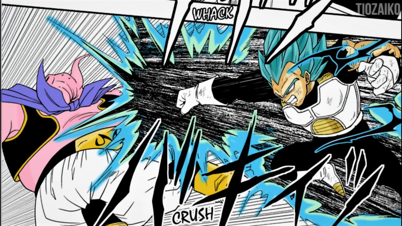 Vegeta ssj Blue Maligno vs Majin Buu | Manga Dragon Ball Heroes