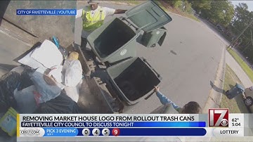 Removing Market House logo from Fayetteville trash cans