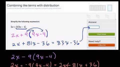 Combining Like Terms with Distribution on Khan Academy