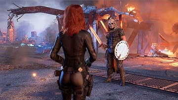 [4K] Black Widow vs Taskmaster Fight - Marvel