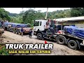 Terpuruk Lewati Tanjakan Licin Di Batu Jomba | Truck Trailer
