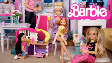 Barbie & Ken Doll Family New Baby Morning Routine
