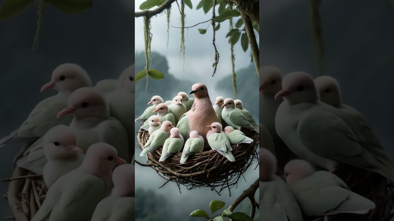 Pink-Headed Fruit Dove Nestled in Highland Mist 