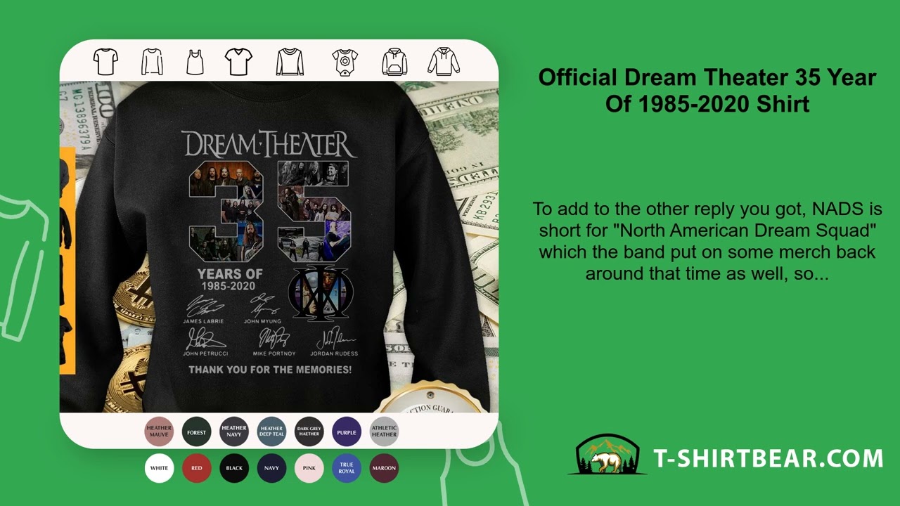 Official Dream Theater 35 Year Of 1985-2020 Shirt