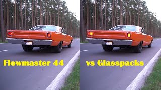 Flowmaster vs Glasspacks V8 Big Block 440cui 3 inch Exhaust Plymouth Roadrunner Cherry Bomb