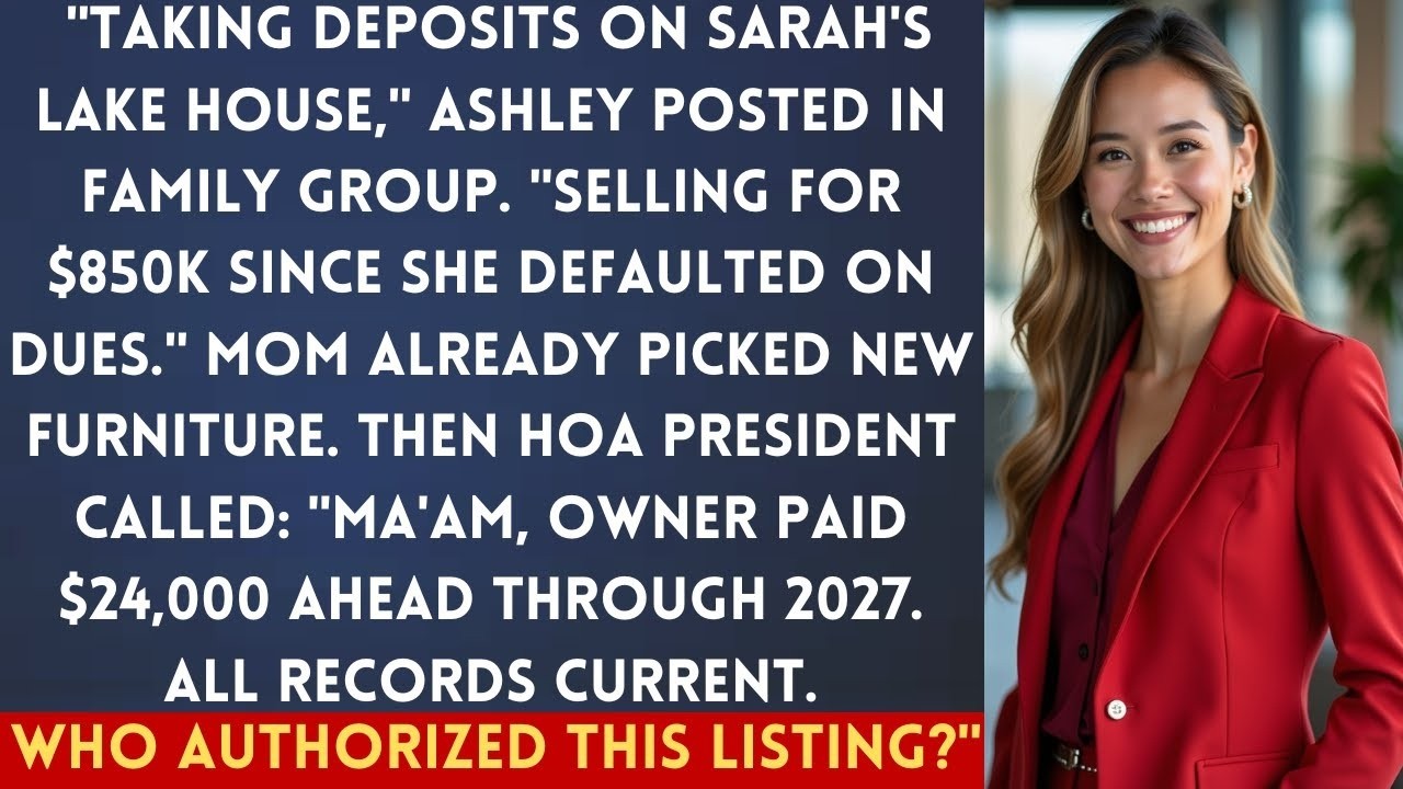 Sister Listed My 'Abandoned' Lake House For Sale — Then The HOA President Showed My Paid Receipts