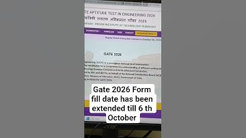 Gate 2026 Form fill date has been extended till 6 th October #gateexam #gatepreparation #gateonline
